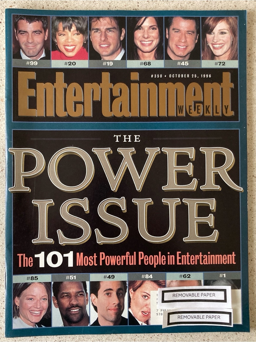 Entertainment Weekly Magazine GRORGE CLOONEY And JULIA ROBERTS - October 25 1996